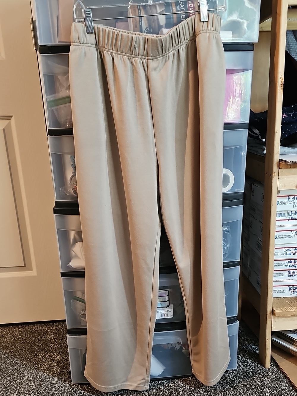 Women's Wide-Leg Pull-On Sweat/lounge Pants - Beige